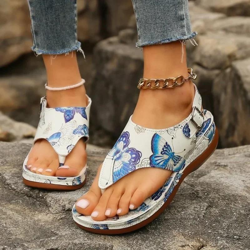 2025 Summer Shoes Female Buckle Women's Sandals Hot Sale Mixed Colors Outdoor Casual Beach Wedge Sandals Large Size 43
