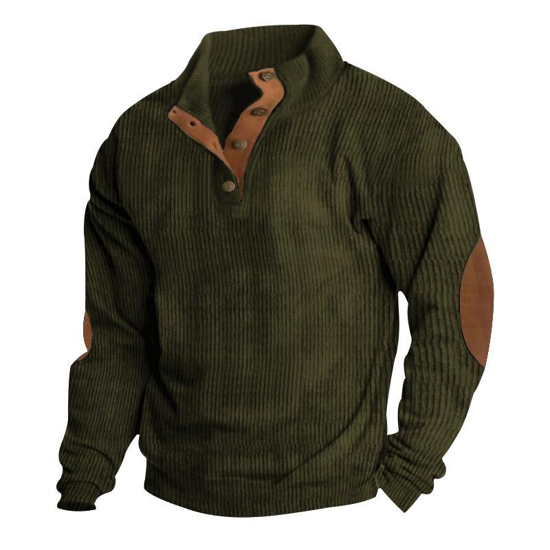 Autumn and Winter Men's Outdoor Jacket Corduroy Casual Stand Up Collar Long Sleeved Sweatshirt