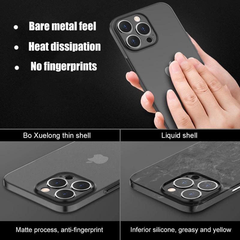 0,3 mm Ultracienkie Matowe Twarde Etui Na iPhone 15 Pro 14 Plus 13 12 Mini Pro Max Przezroczyste Smukłe Pełne Tylne Etui PP Powłoka Fundas