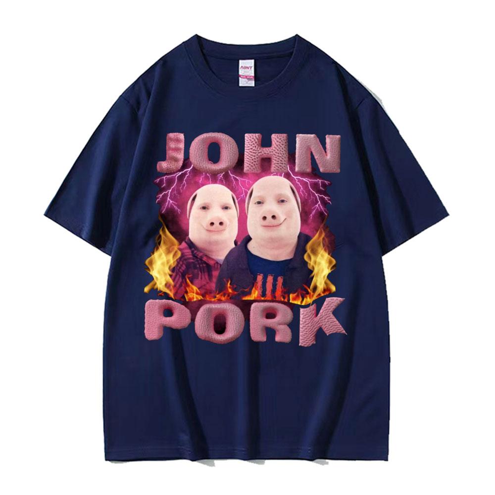 John Pork Meme Maiale Divertente Grafica Maglietta Unisex Abbigliamento Donna Hip Hop Moda Magliette Casual Umorismo Girocollo Magliette di Alta Qualità