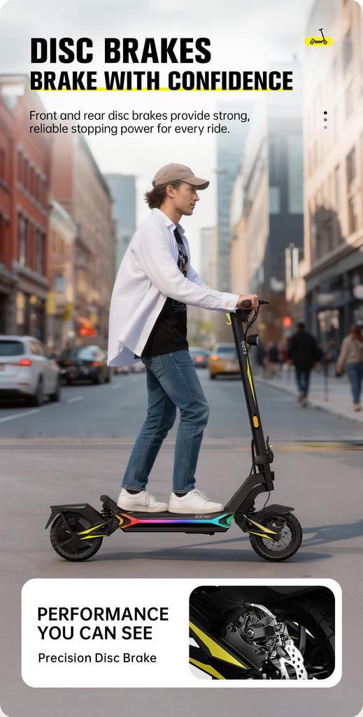 OOTD SR1 1400W Electric Scooter 48V 20Ah Long Range 10’’ Tires 50km/h Max Speed 70KM Range Adult E-Scooter