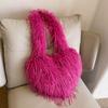 Yogodlns Long Plush Women's Large Shoulder Bag Luxury Faux Fur Female Love Shape Bags Y2k Punk Girls Fluffy Tote Handbags Crossbody Bag
