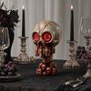 Escape Room Skull Prop Halloween Ornament, with Red LED Eyes Horror Light, Durable Creepy Decoration Resin Decoration, for Haunted Houses Bars
