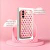 Cute Pink Black Heart Shape Phone Case Glass S26 Ultra Case S25 Ultra Case for Samsung Galaxy S26 S25 S24 S23 S22 FE Ultra Plus