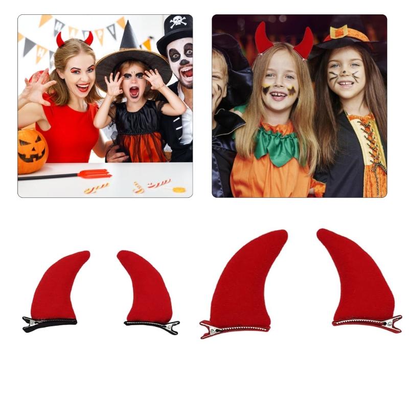 Horn Haarspange Cartoon Muster Haarnadel Rollenspiel Kostüm Haarspangen Verstellbar für Halloween Feiertagsparty