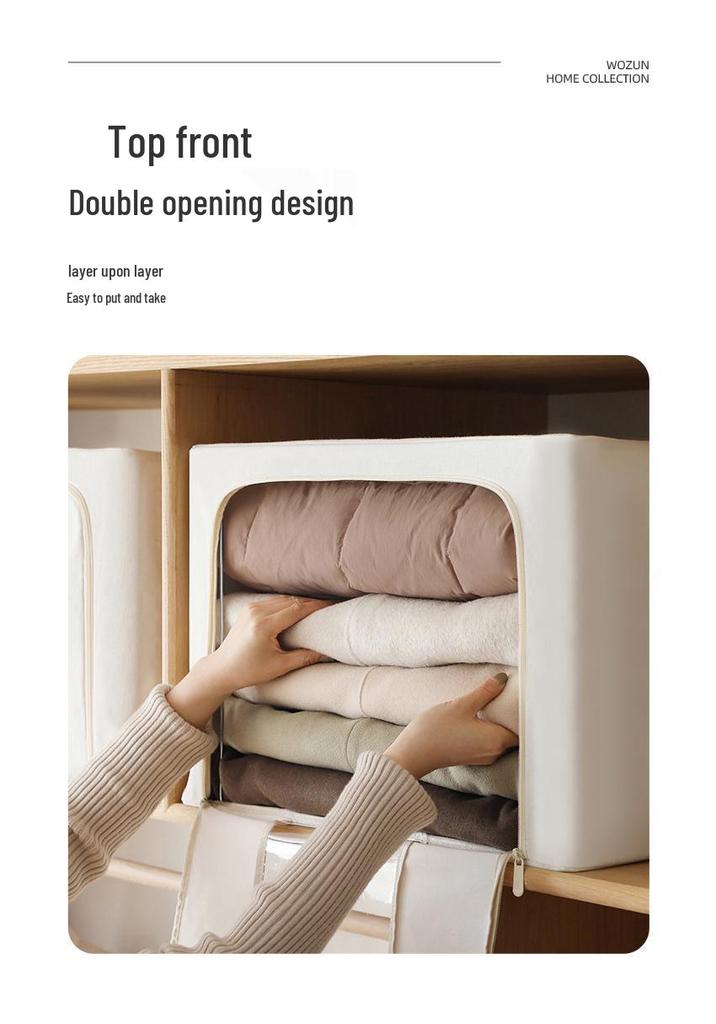 Cotton Linen Foldable Storage Box - Large, Portable Wardrobe Organizer and Moving Essential