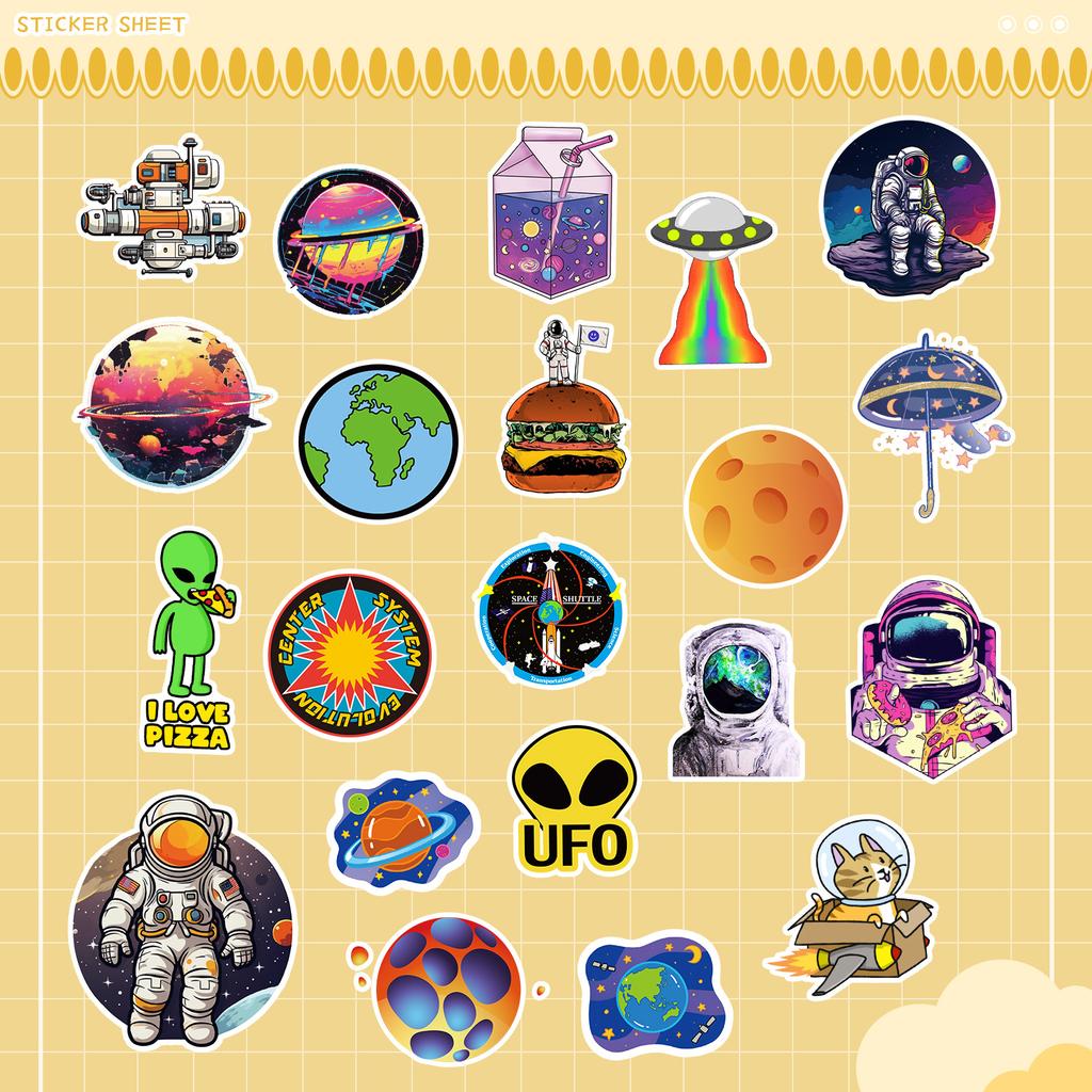 50/100 Cosmic Starry Sky Astronaut Stickers Mobile Water Cup Waterproof Decorative Stickers Children's Hand Account Stickers