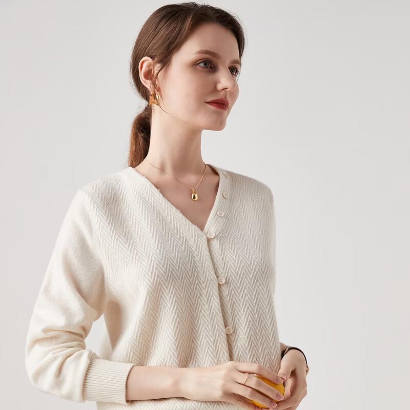 Zhaojun Women's 100% Cashmere V-Neck Cardigan