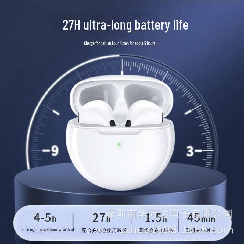 Zestaw słuchawkowy Bluetooth Pro6: 6. generacja, redukcja szumów, długi czas pracy na baterii, bezprzewodowe akcesorium mobilne.