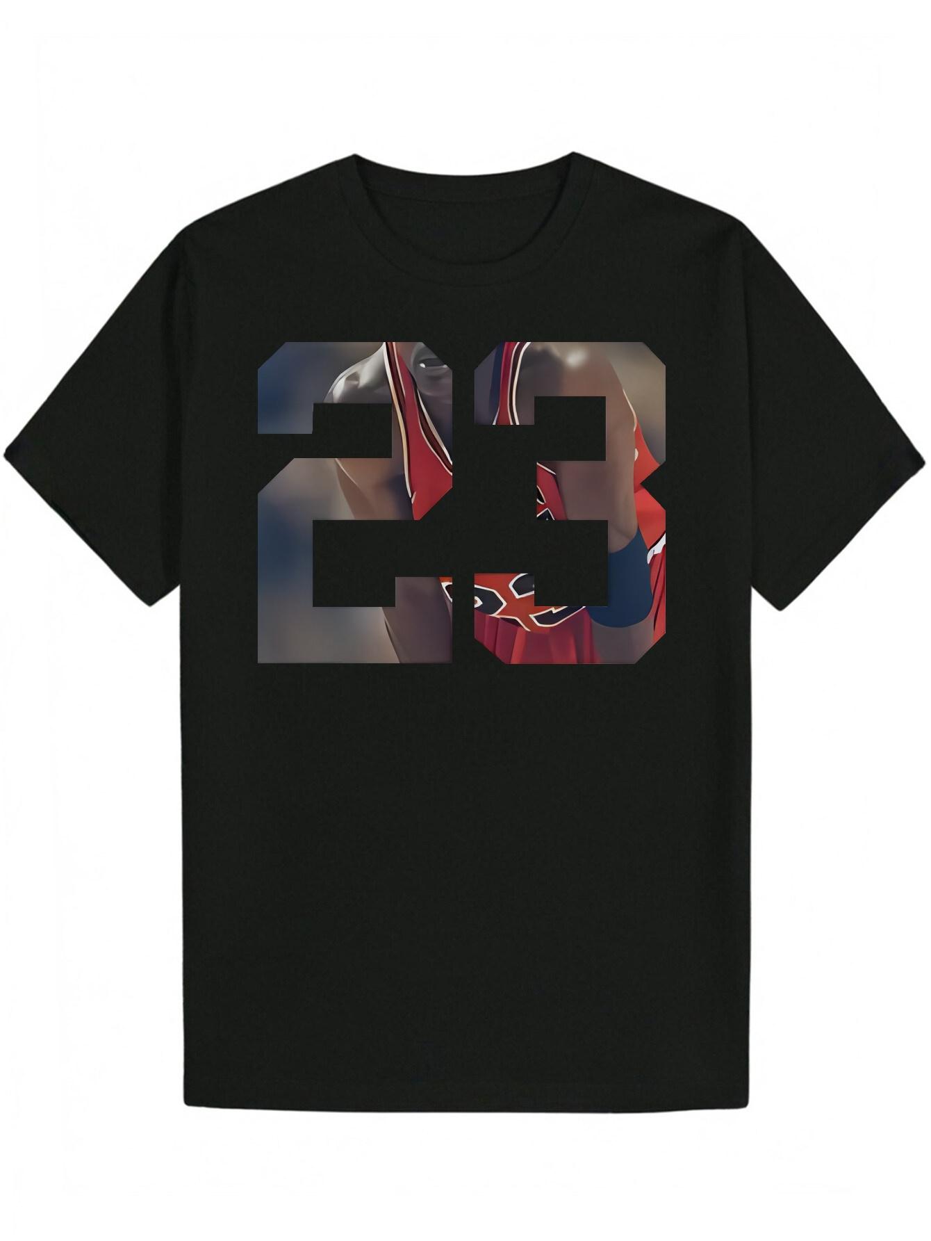 T-shirt - Black Basketball Graphic Print with Bold 23 Number Design S