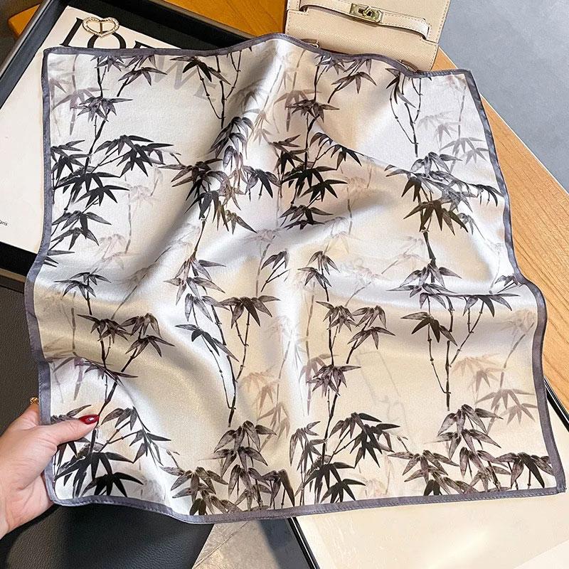 

100% Натуральный Шелковый Квадратный Шарф для Женщин Маленькая Бандана Платок для Волос Чистый Шелк Шарфы Шали Принт Квадратный Шейный Фуляр Обмотки Real Silk 53x53cm