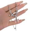 Pink Bow Beaded Necklace Women's Light Luxury Niche Design Advanced Sense Collarbone Chain Sweet Cool Temperament Versatile Neck Chain