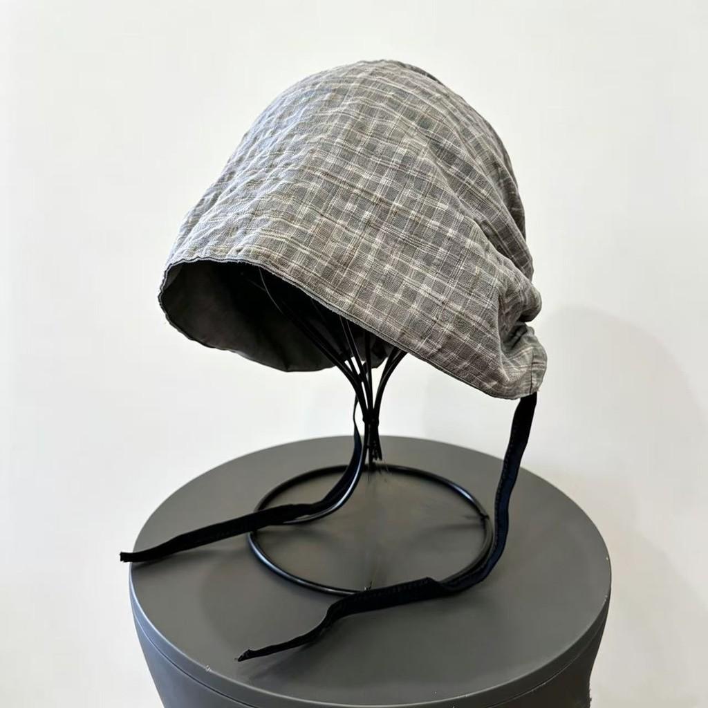 Vintage Plaid Bucket Hat With Breathable Polyester For Streetwear And Sun Protection