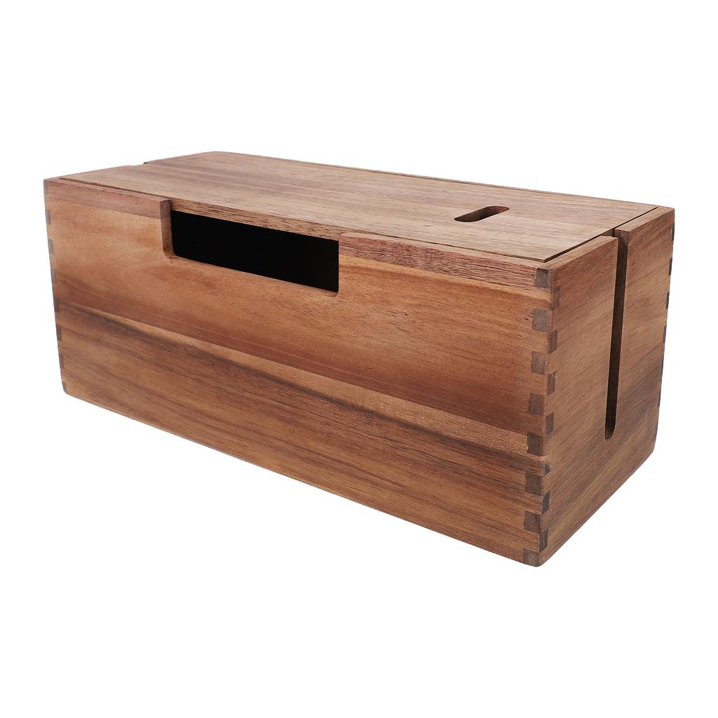 Wood Cable Management Box Wooden Cord Hider Organizer for Power Strip Electrical Hiding TV Wires Desk Floor Cables