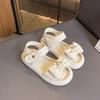 2024 New Children's Sandals Girl Solid Color Summer Princess Cute Rabbit Beach Sandals Fashion Bowtie Kids Causal School Sandals