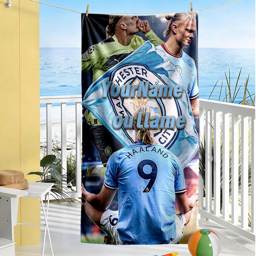 Haaland Customizable Name Beach Towel Super Soft Microfiber Quickdry Fabric Suitable for Swimming Gym Camping Yoga Vacation