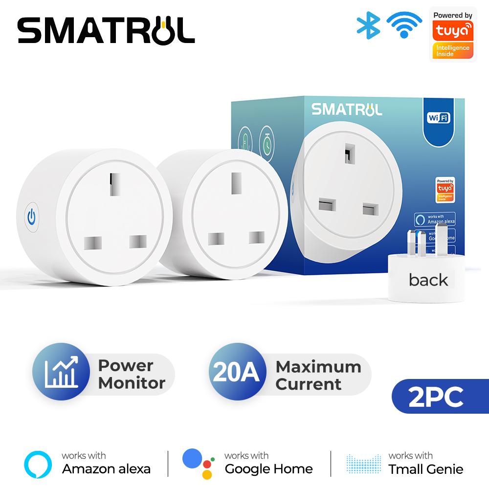 20a Tuya Smart Wifi Plug Uk Wireless Control Socket Outlet With Energy Monitering Timer Function Works With Alexa Google Home