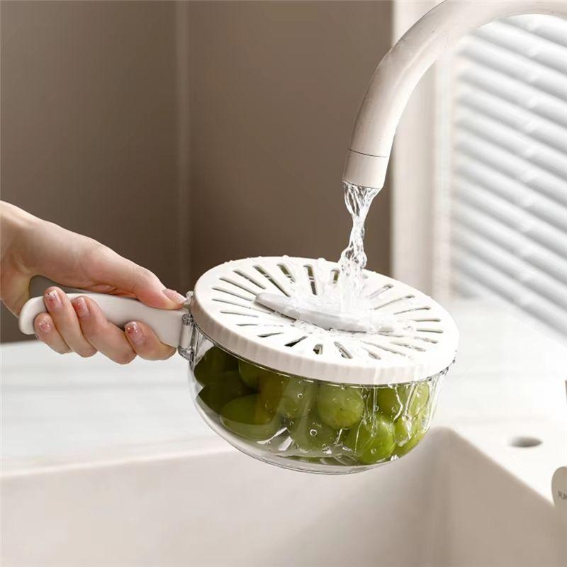 AEE2-Multifunctional Folding Drain Basket,Fruit & Vegetable Washing Bowl, Plastic Colander With Water-Filtering Basin