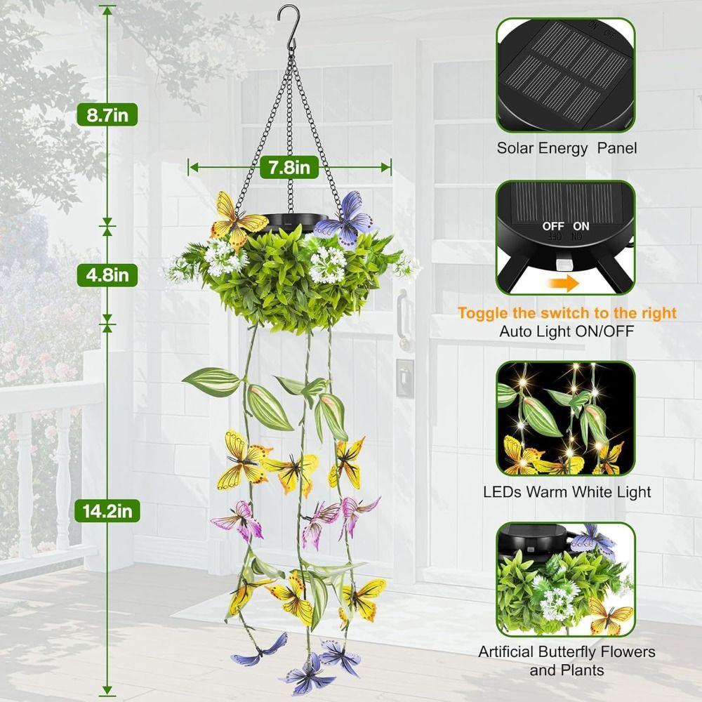 Waterproof Design Solar Butterfly Lamp Butterfly Decoration Solar Powered Solar Vine Lamp Vine Style Artificial Plant