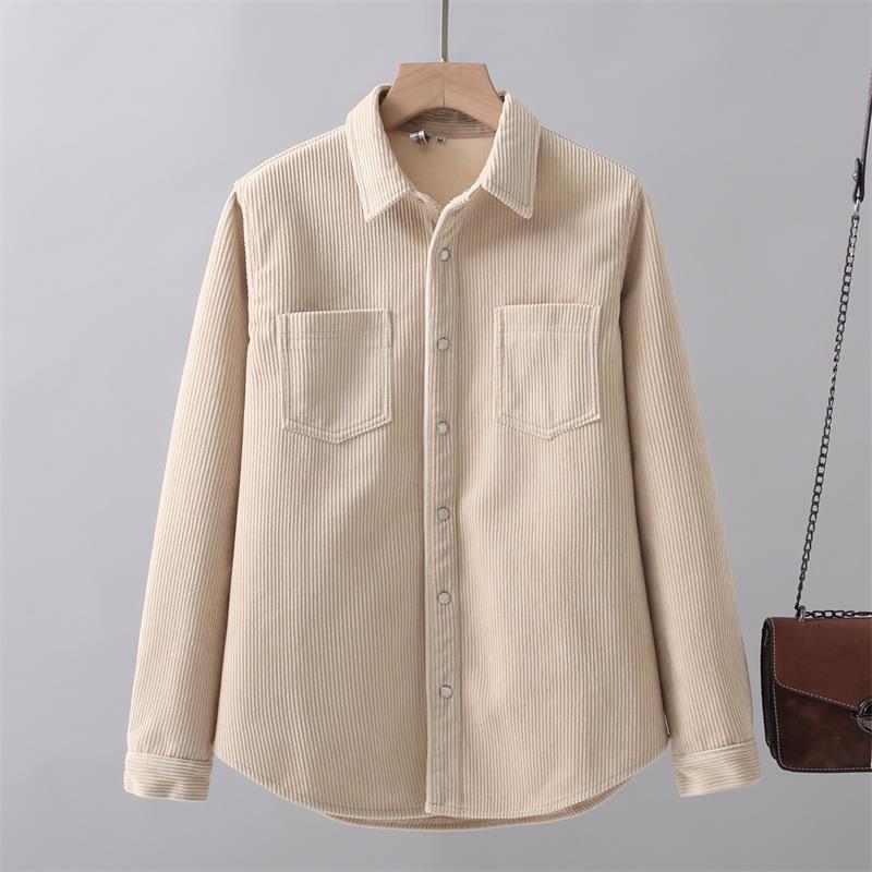 Thicken Velvet Plain Shirts Women Winter Warm Blouses and Tops Casual Corduroy Shirt Jacket Female Clothes Coat