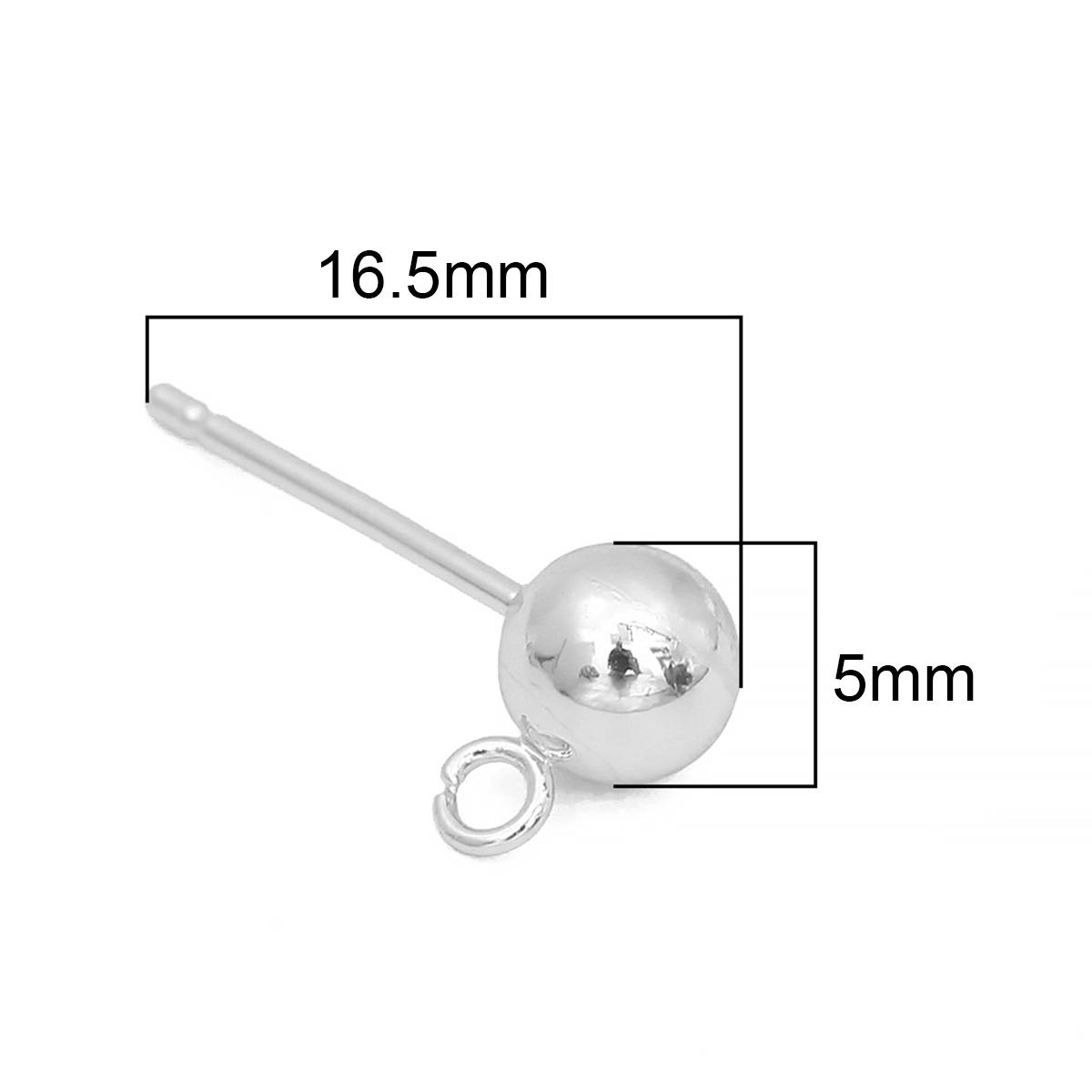 

2шт медные шариковые серьги-гвоздики высокого качества Diy DIY Изготовление ювелирных изделий Поиск аксессуаров 5mm серебряный