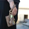 PU Leather Tassel Keychain Bracelet with Lip Balm Holder and Card Slot for Women