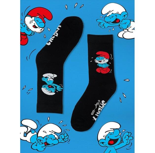 Носки длинные Smerfy Длинные носочки Черные Смурфы Папа Смурф & Весельчак