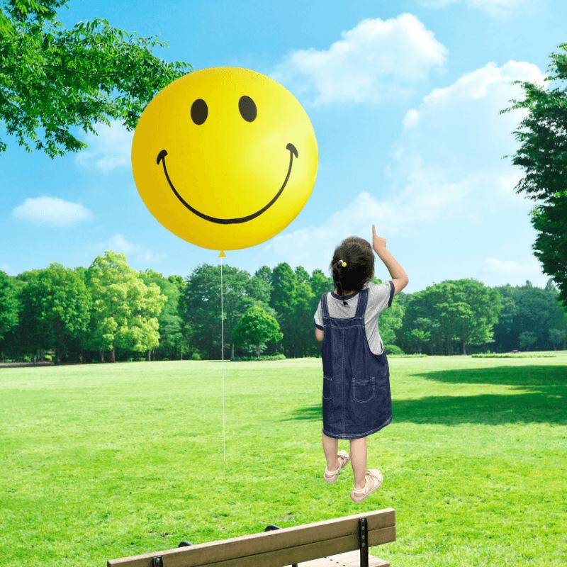 Large Smiling Face Bobo Balloons with Adhesive Letter Stickers for Party Decorations