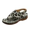 Large Size Wedge Heel Sandals Women's Summer New Style Leopard Print Herringbone Sandals Women