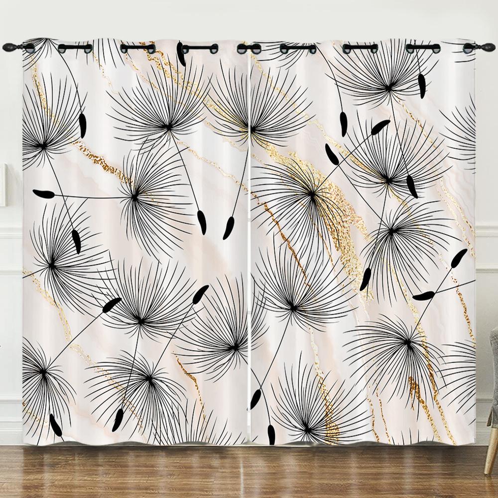 Curtains Simple Pastoral Dandelion 3D Digital Printing Blackout Curtain Punching