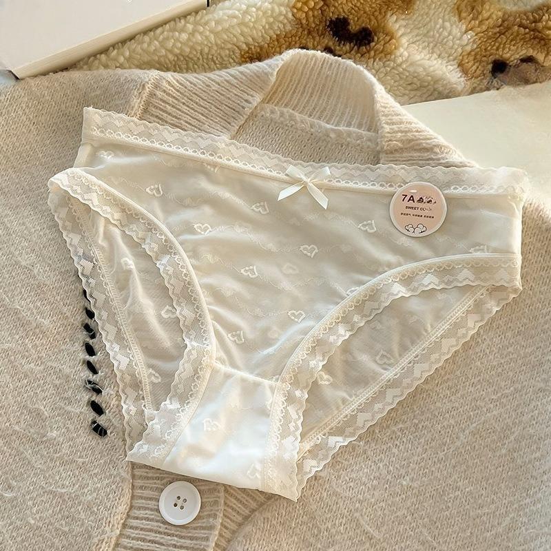 Ladies Summer Ultra Thin Sweet Lovely Lace Cotton Crotch Triangle Briefs
