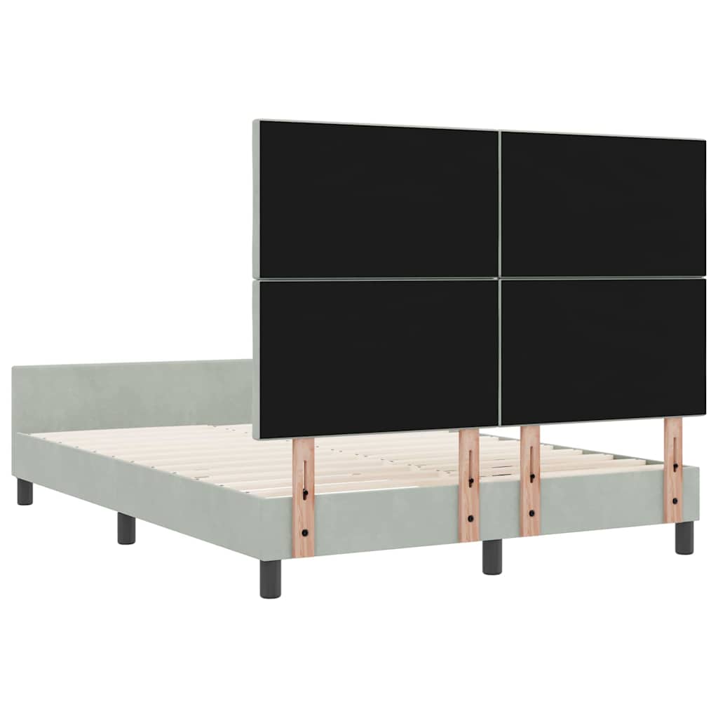 Box Spring Bed with Headboard Light Grey 140 x 200 cm Velvet