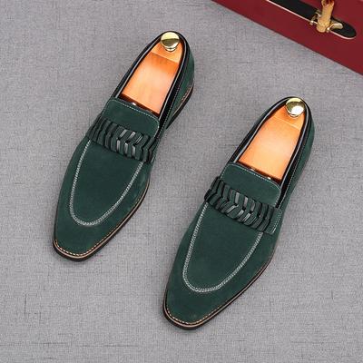 Moda Moda Nuevo Caballero Negocios Mocasines Hombre Puntiagudos Piel de Ante Planos Zapatos Hombre Diseñador Regreso a Casa Boda Vestido Calzado
