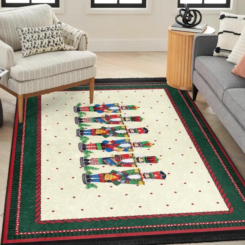 

Nutcracker Area Rug Christmas Themed Floor Mat|Red and Green Carpet Festive Living Room Rug Nutcracker Decor Holiday Area Mat 40cm x 60cm