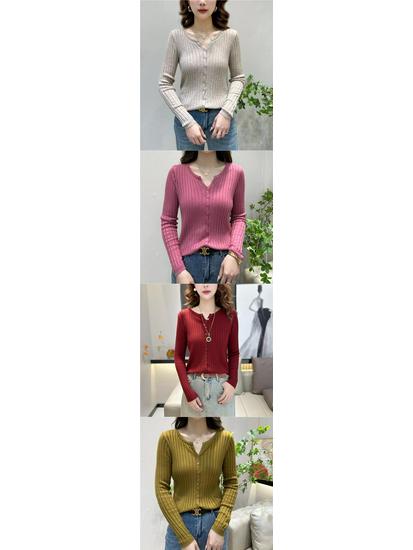 Versatile Korean-Style Ribbed Knit Cardigan - Spring & Autumn Long Sleeve Sweater with Round Neck