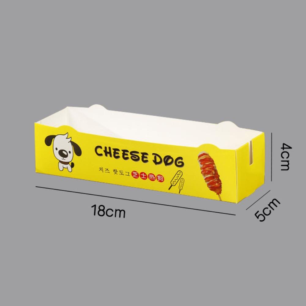 100PCS Boat Shape Sausage Tray Paperboard Takeaway Container Hot Dog Packaging Box Catering Use