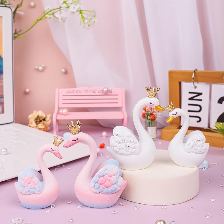 Liebes Schwan Figur: Romantisches Paar Desktop-Ornament und Weihnachtsgeschenk