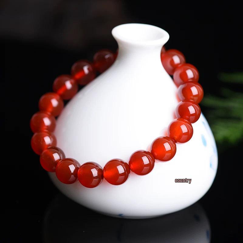 Red Agate Zodiac Bracelets for Men and Women - Natural Beads with Red String Chalcedony