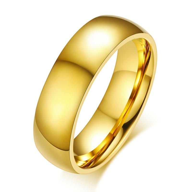 Xiaomi Vnox Classic Wedding Rings for Women Men 6mm Gold Color Stainless Steel Couple Rings Simple Plain Bands Anniversary Gift