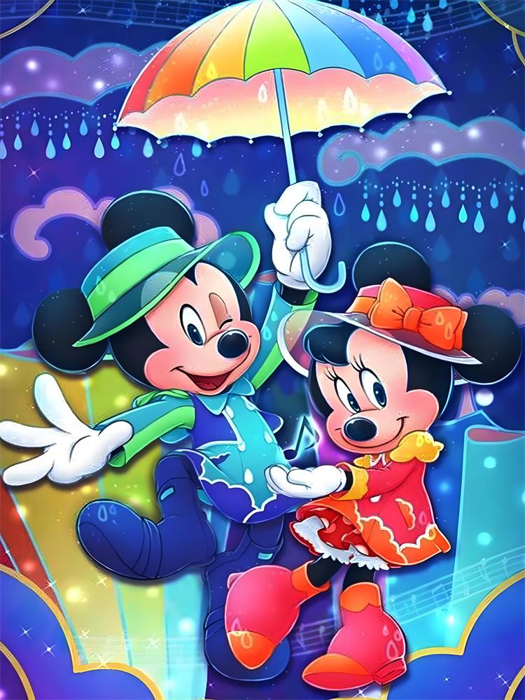 Disney 5D Diamond Painting Dark Mickey and Minnie Decoration DIY Full Diamond Mosaic Inlaid Cross Stitch Set Gift