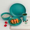 4pcs Unbreakable Wheat Straw Dinnerware Sets with Cutlery Set, Reusable Lightweight Green Microwave Dishwasher Safe Tableware for