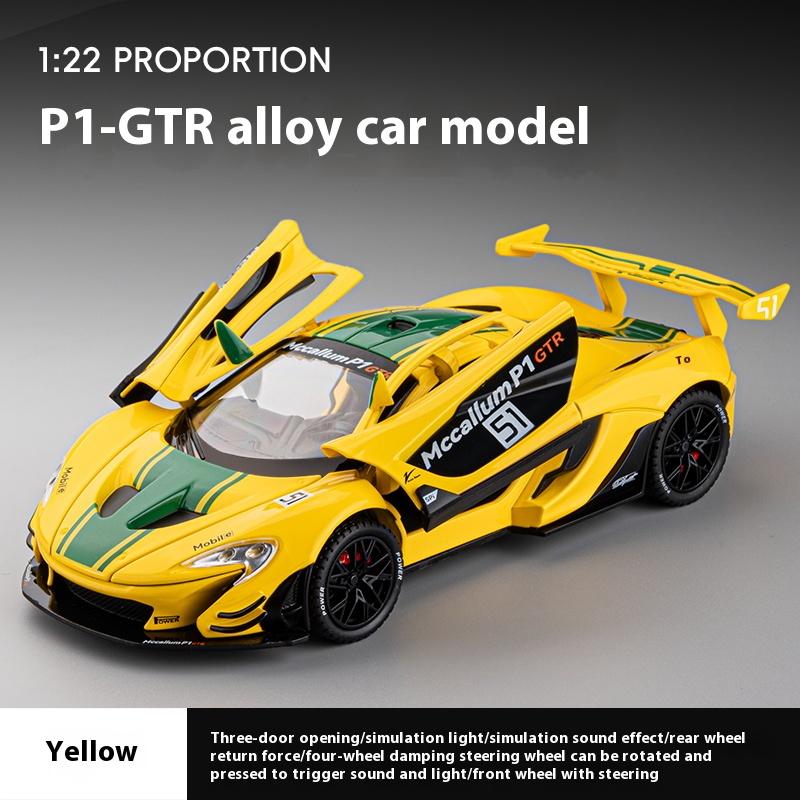 1:22 McLaren P1 GTR Supercar Alloy Metal Diecast Model Car Sound & Light High Simulation Model Vehicle Gifts With Boyfirend Box