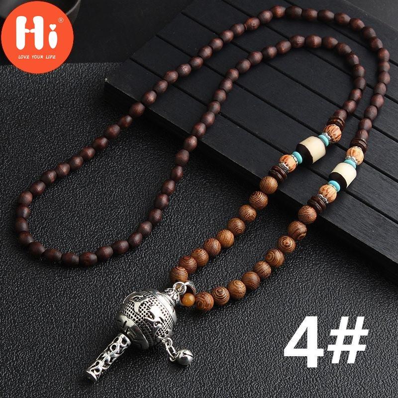 Hi Vintage Charming 12 Styles Mala Tibet Buddhist Long Mantra Wood Beads Sweater Chain Pendant Necklace