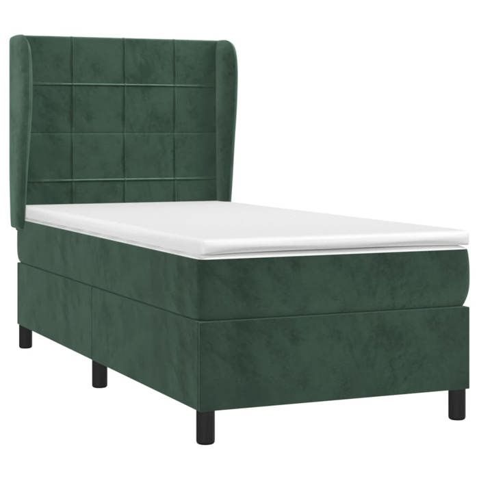 3129180 vidaXL Lit à sommier tapissier et matelas Vert foncé 80x200 cm Velours