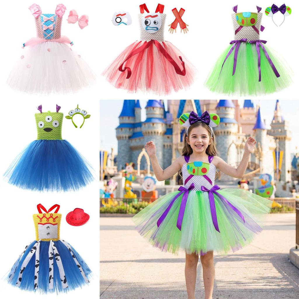 Toy Story Buzz Lightyear Toddler Girl Cosplay Dress With Tulle Skirt For Halloween Party