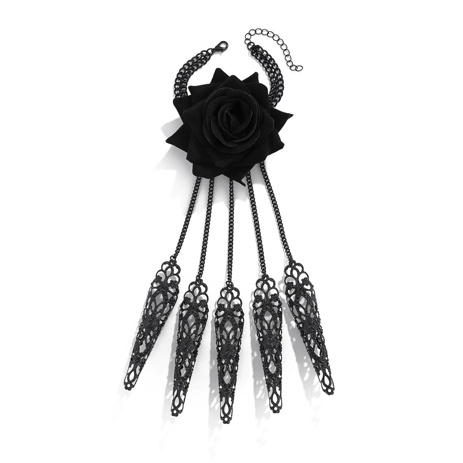 

Ожерелье из бусин, Ожерелье с подвеской в виде розы, Ожерелье с кисточками, Элегантный браслет, Модная бижутерия, Подарок для женщины и девушки 3 чёрный