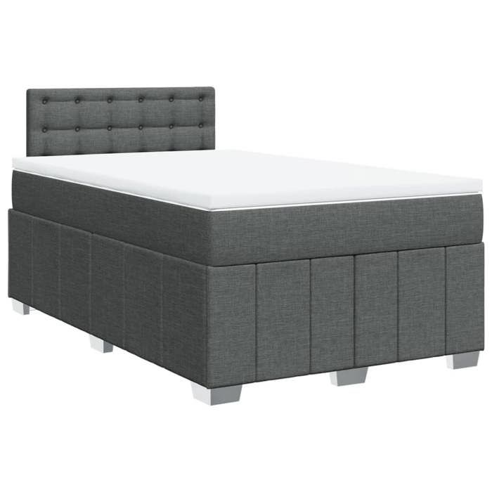 VidaXL Slatted Bed Base with Mattress Dark Grey 120x190cm Fabric 3287022
