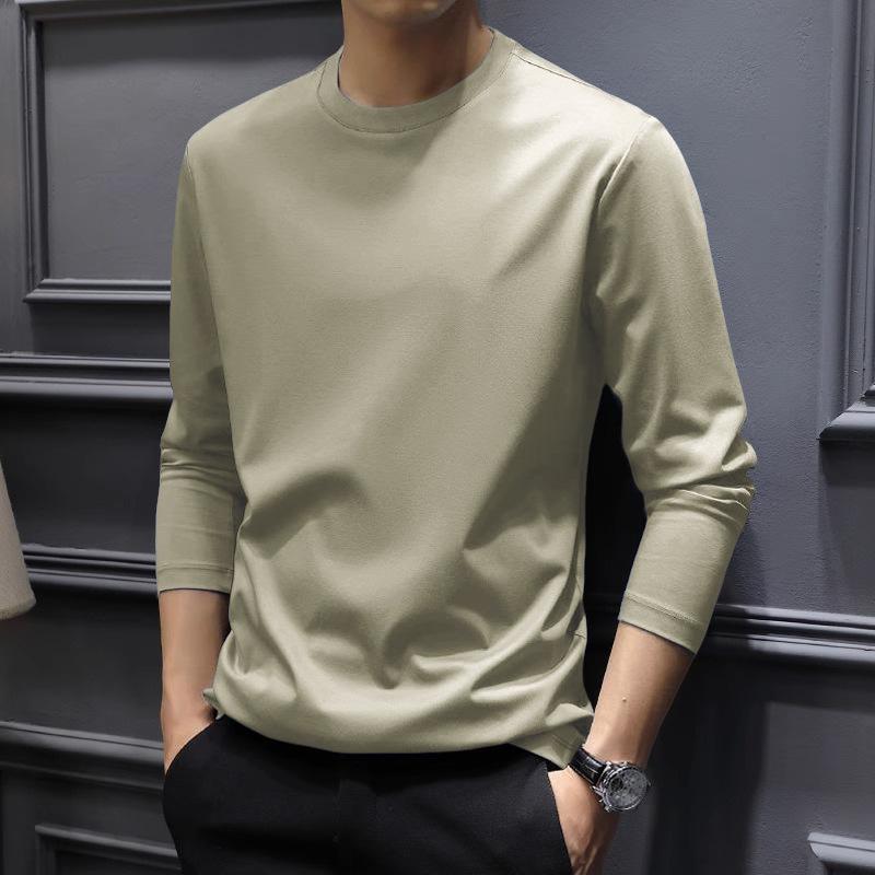 Men S Slim Fit Long Sleeve T Shirt Solid Color Casual Top For Autumn Winter