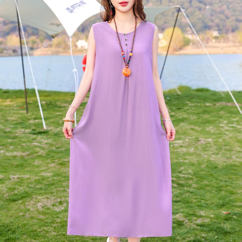 Plus Size Women's Elegant Dresses Loose Summer Sleeveless Dress Female Vintage Clothes