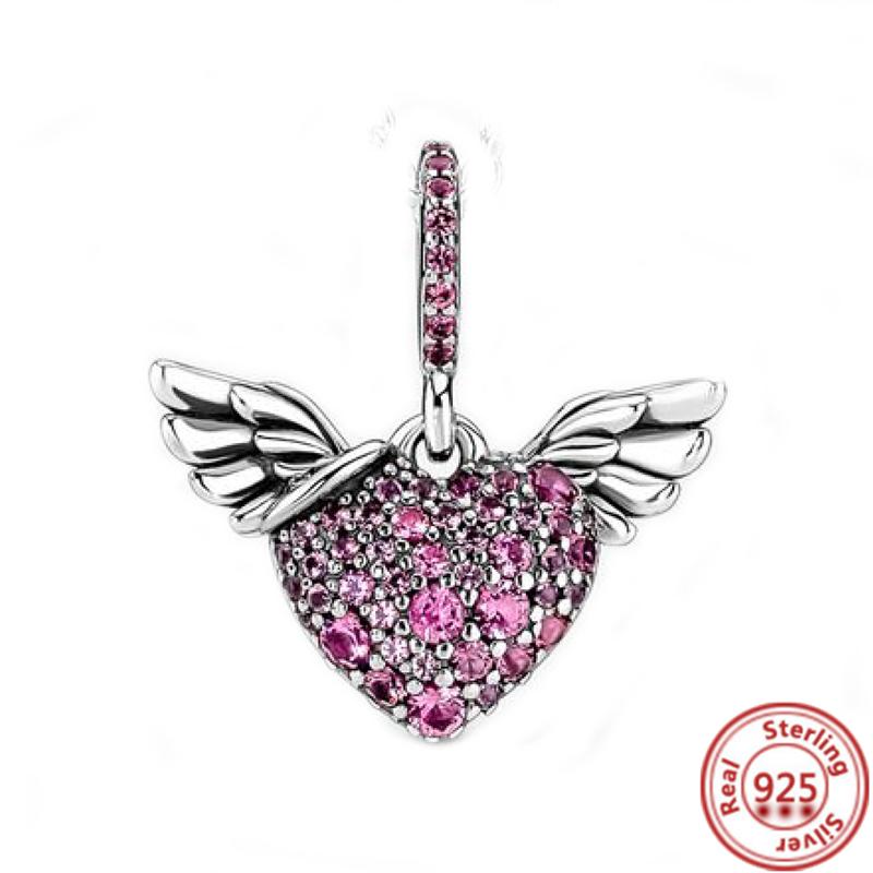 925 Sterling Copper Cartoon Bird Parrot Owl Swallow Feathers Cute Pendant DIY Beads Fit Original Pantaro Charms Bracelet Zircon